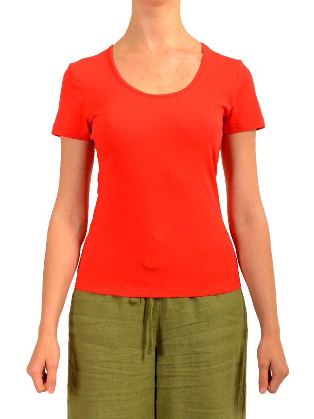 Hugo Boss Women's True Red Short Sleeve Crewneck Basic T-Shirt US S IT 40